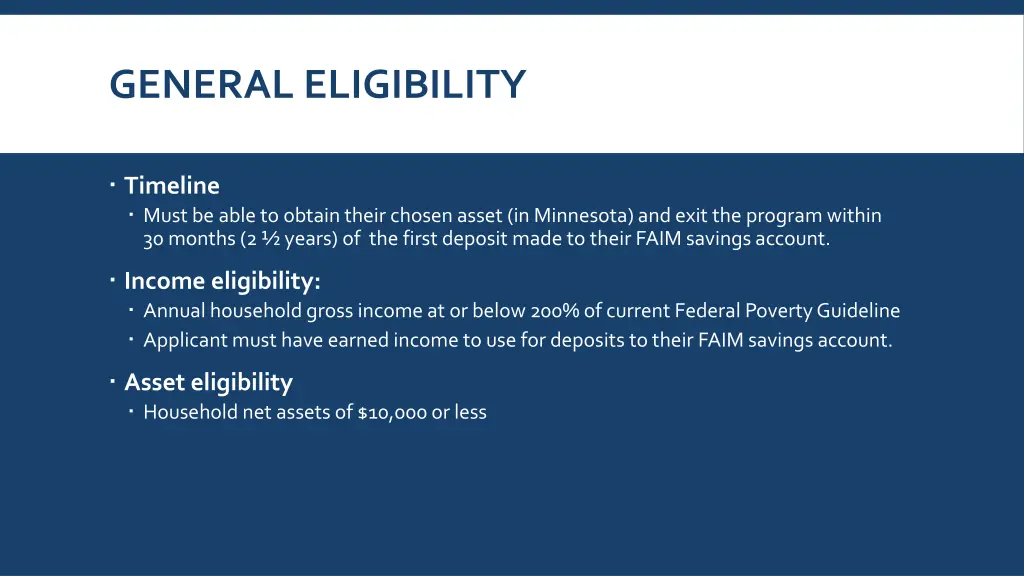 general eligibility