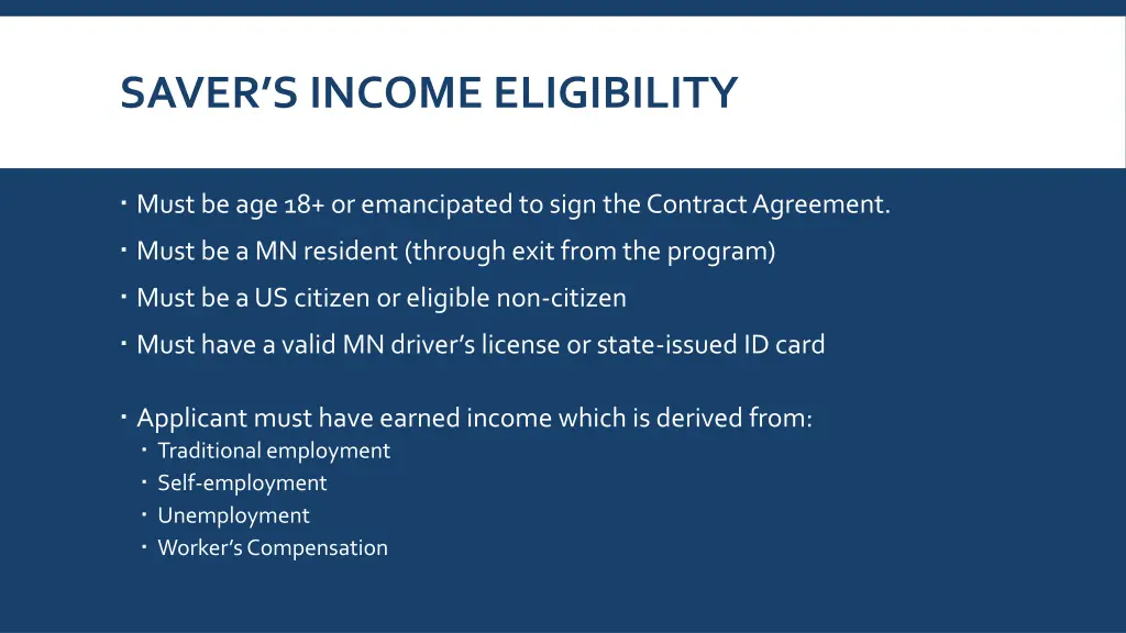 saver s income eligibility