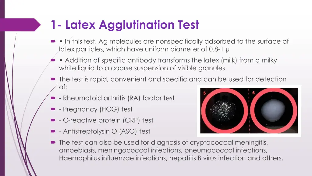 1 latex agglutination test