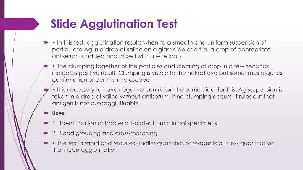 slide agglutination test