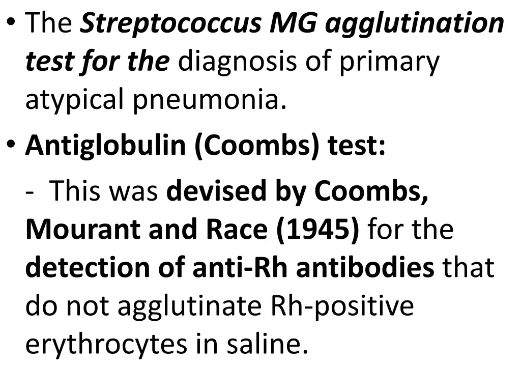 the streptococcus mg agglutination test