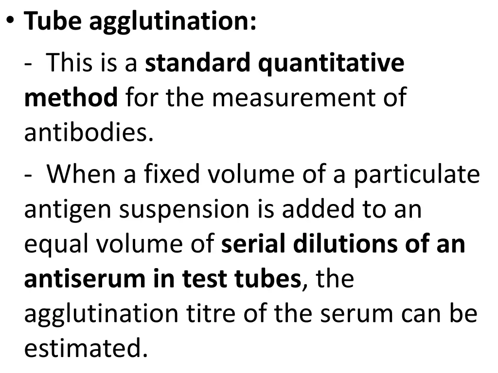 tube agglutination this is a standard