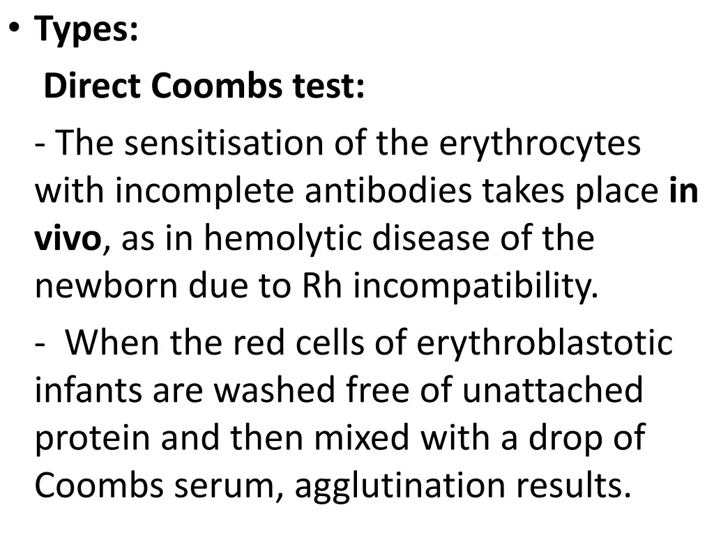 types direct coombs test the sensitisation