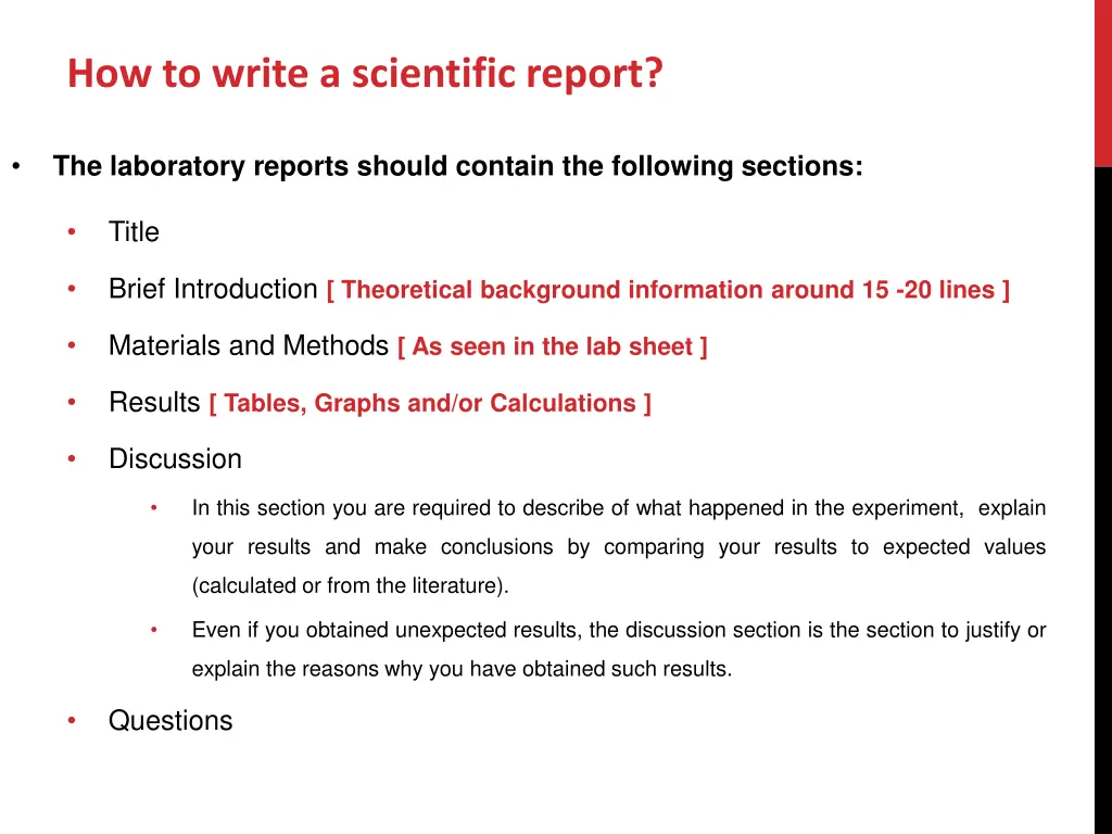 how to write a scientific report