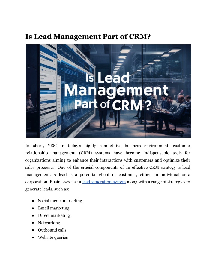 is lead management part of crm