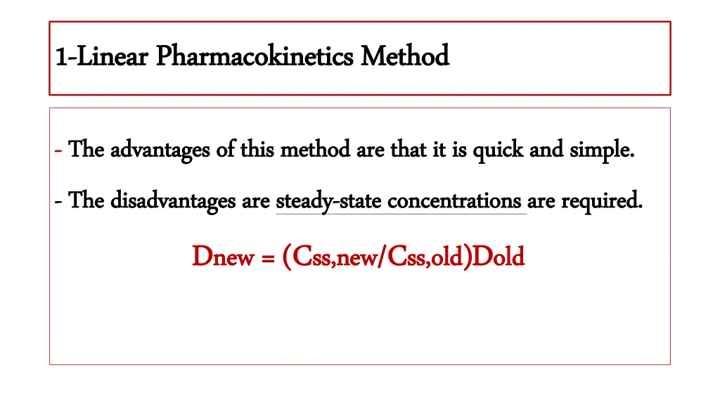 1 1 linear pharmacokinetics method linear