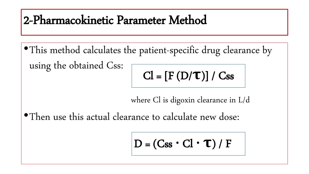 2 2 pharmacokinetic parameter method