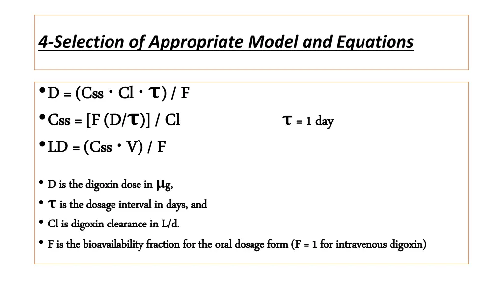 4 selection of appropriate model and equations