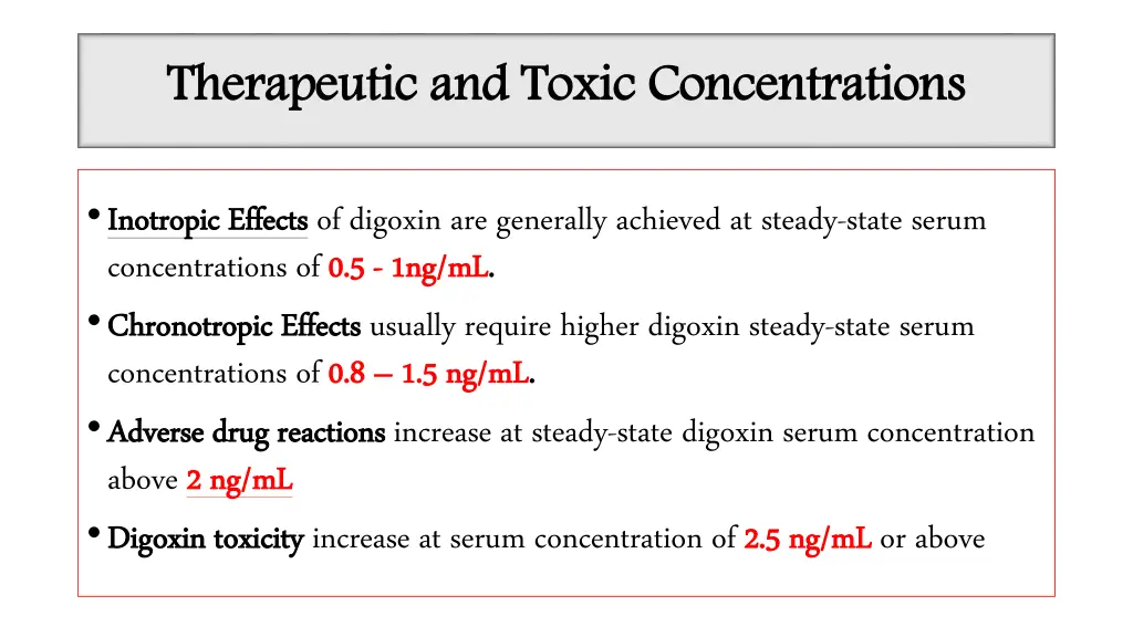 therapeutic and toxic concentrations