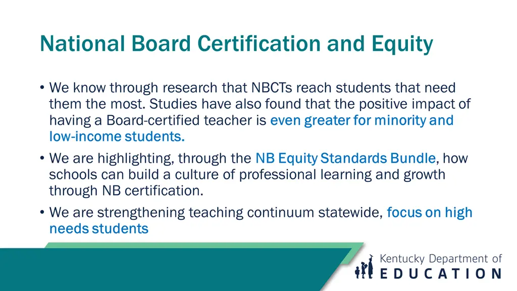 national board certification and equity