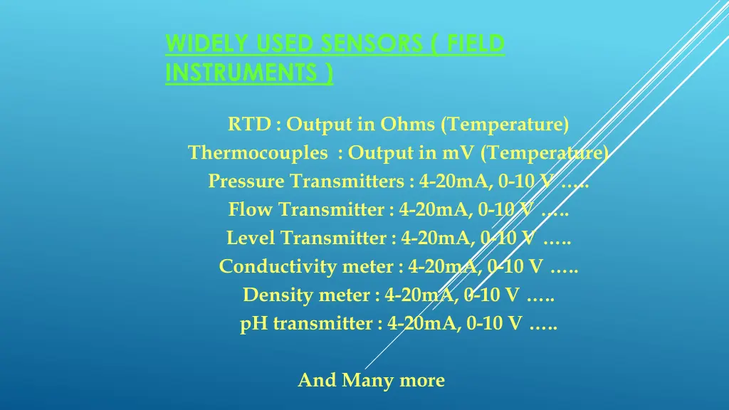 widely used sensors field instruments