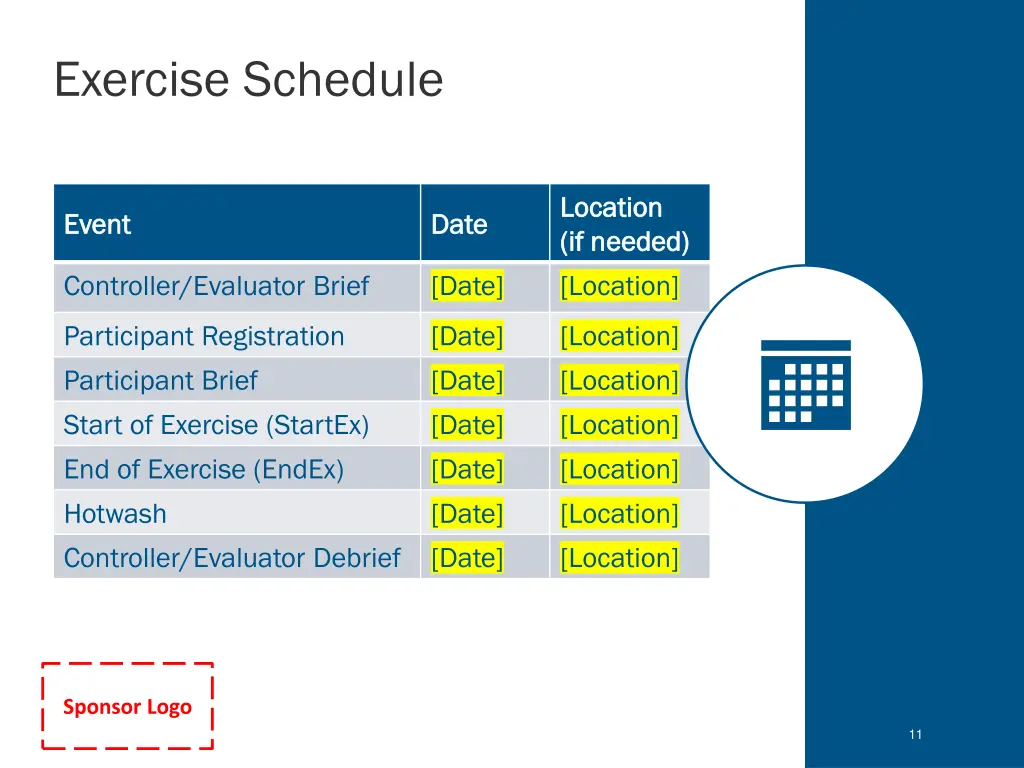 exercise schedule