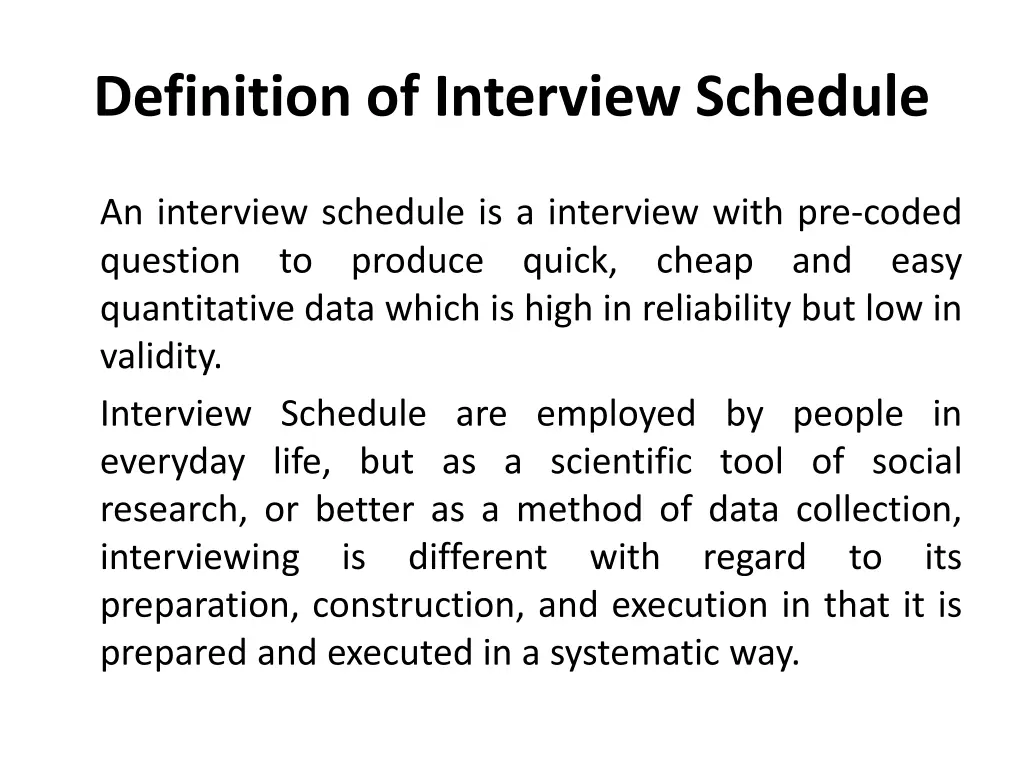 definition of interview schedule