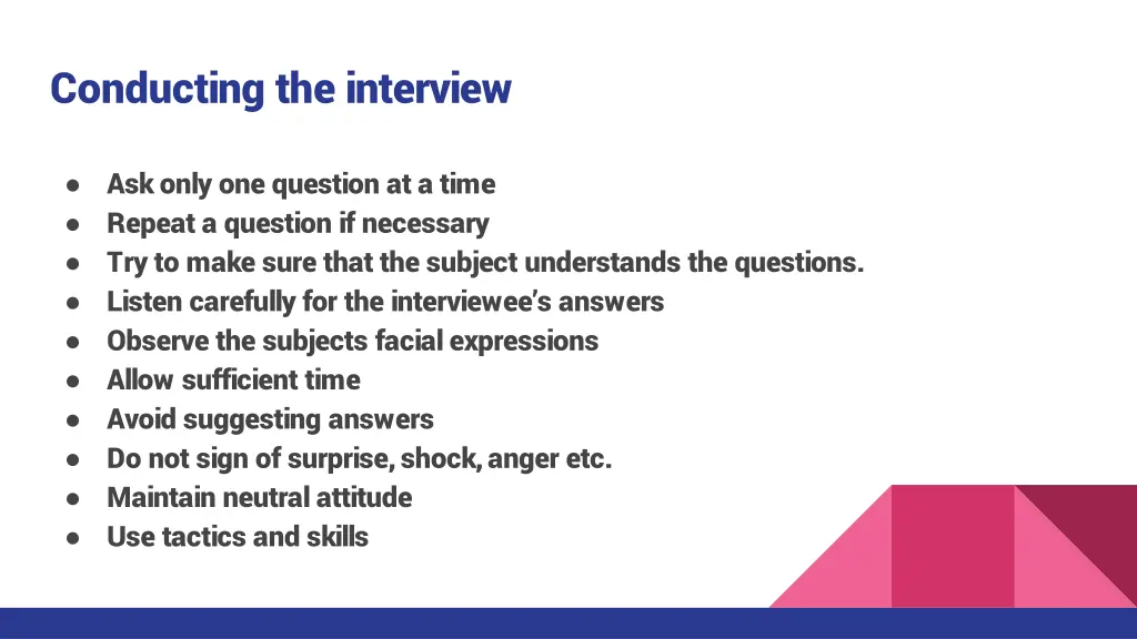 conducting the interview