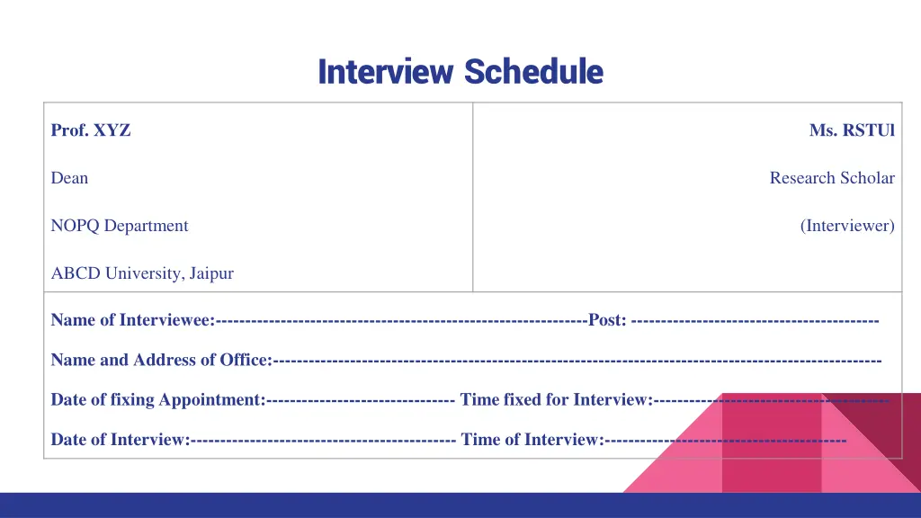 interview schedule 1