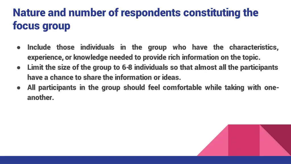 nature and number of respondents constituting