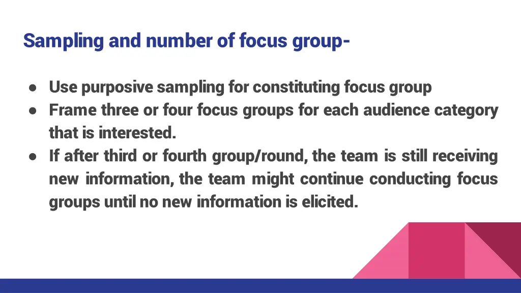 sampling and number of focus group