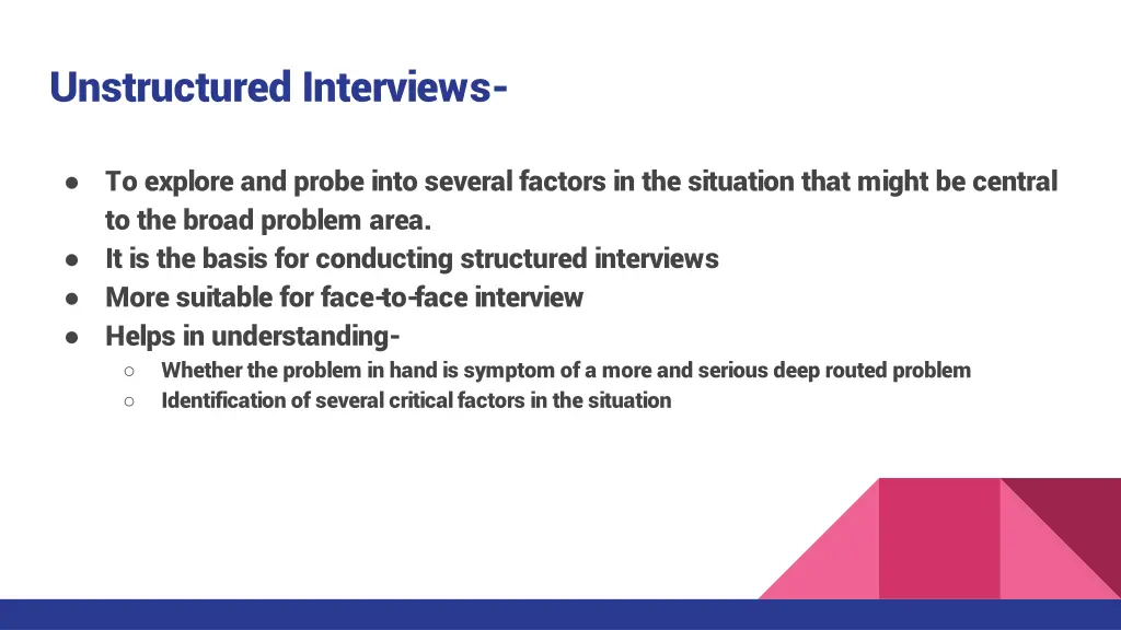 unstructured interviews