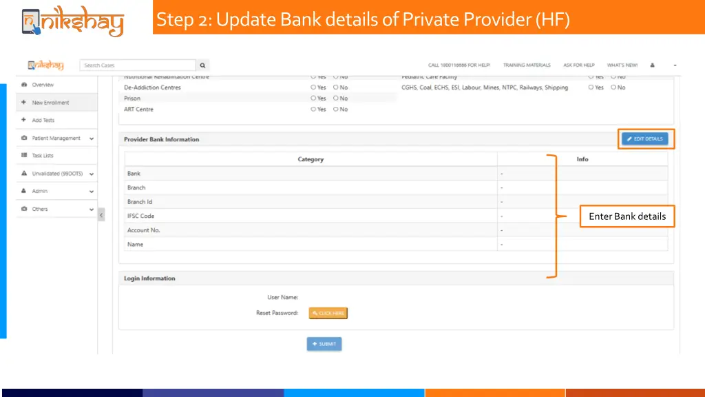 step 2 update bank details of private provider hf