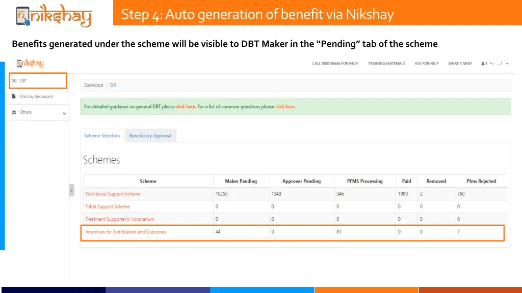 step 4 auto generation of benefit via nikshay