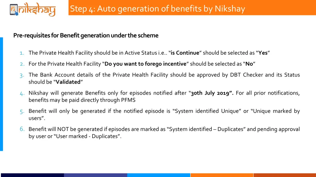 step 4 auto generation of benefits by nikshay