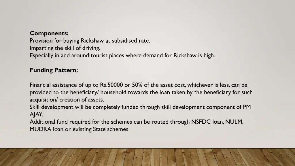 components provision for buying rickshaw