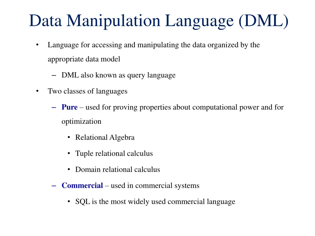 data manipulation language dml