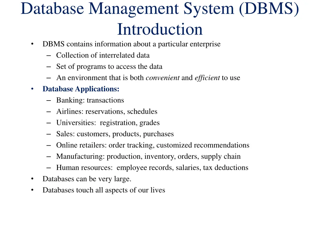 database management system dbms introduction dbms