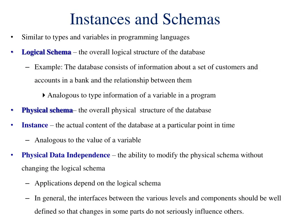 instances and schemas