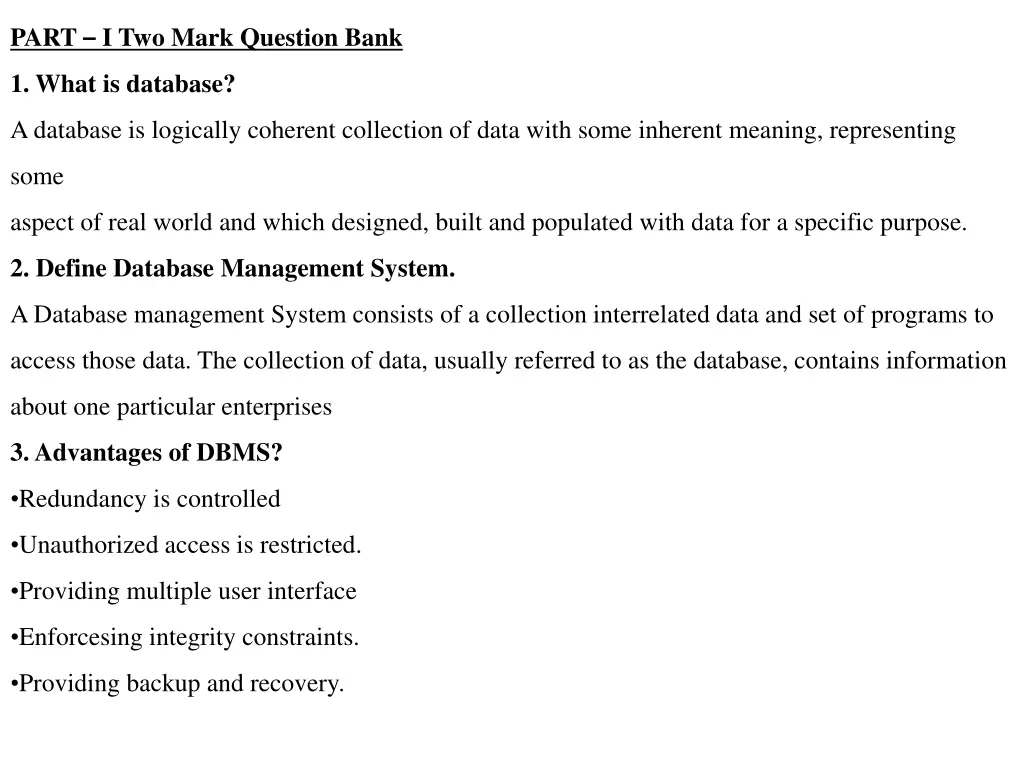 part i two mark question bank