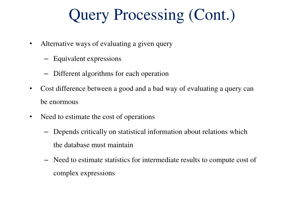 query processing cont