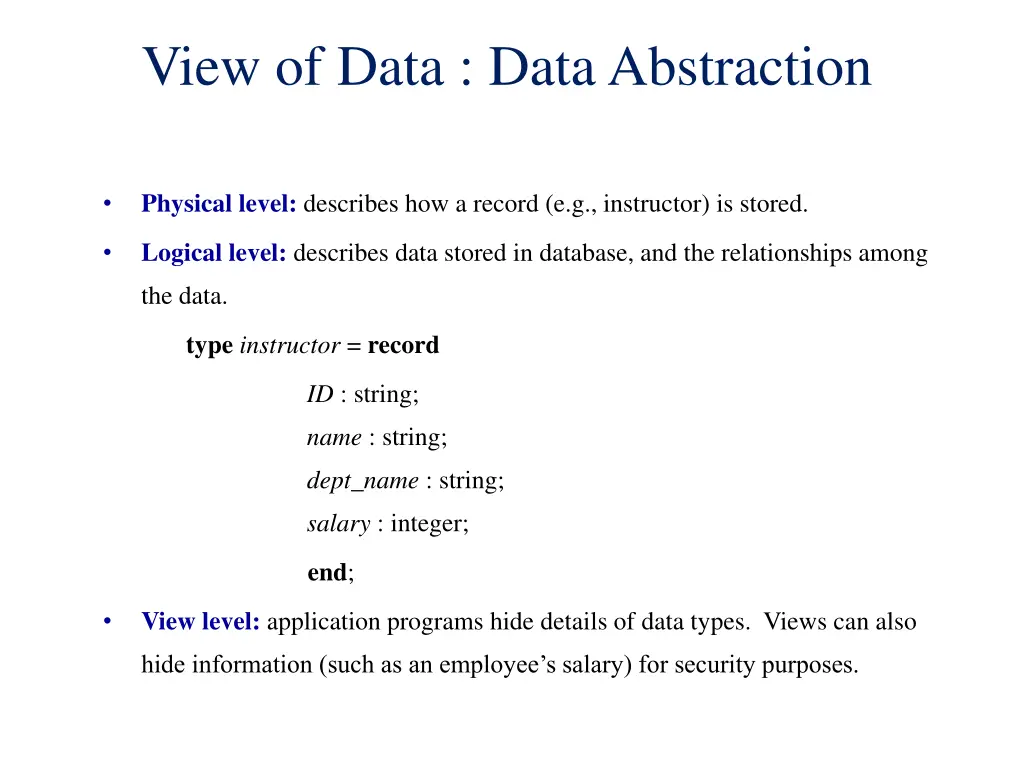 view of data data abstraction