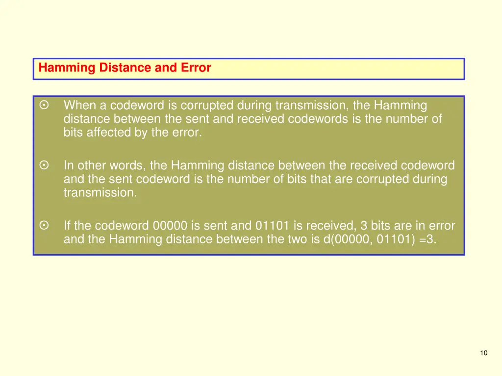 hamming distance and error