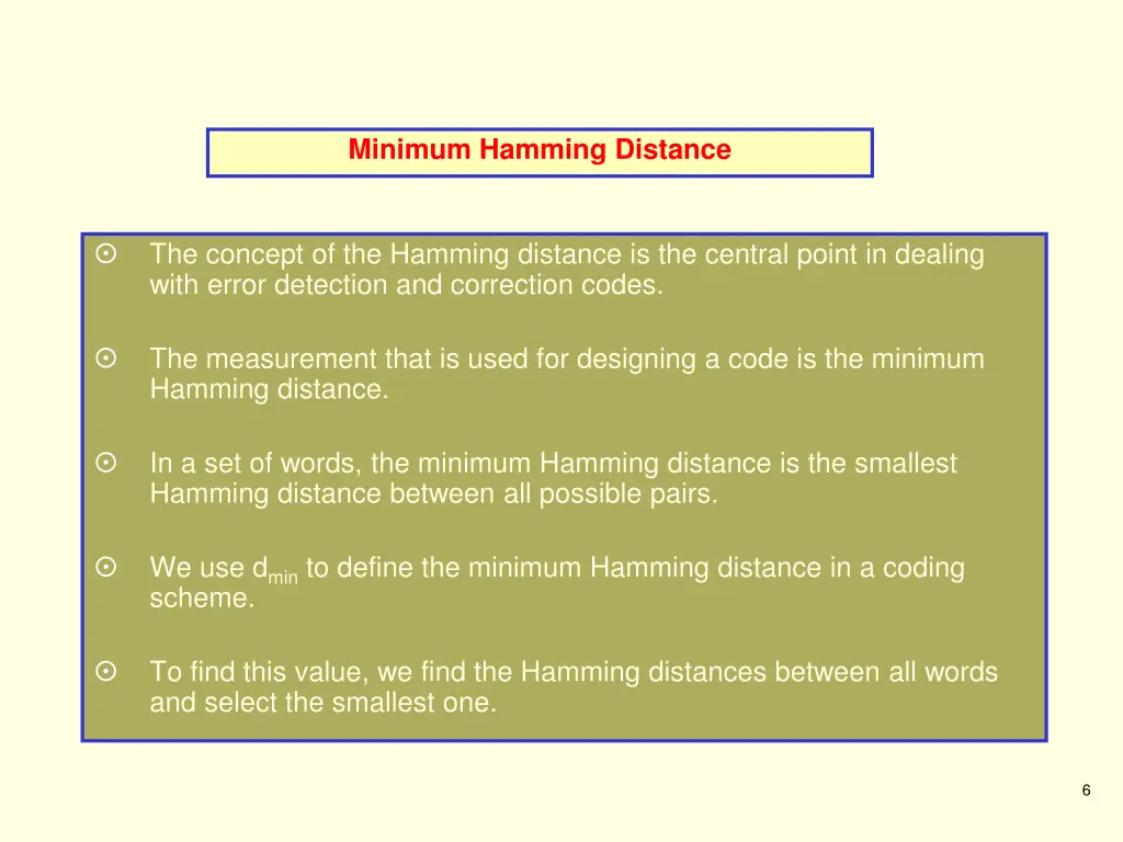 minimum hamming distance