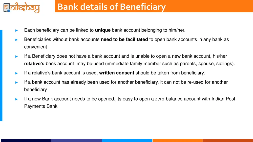 bank details of beneficiary