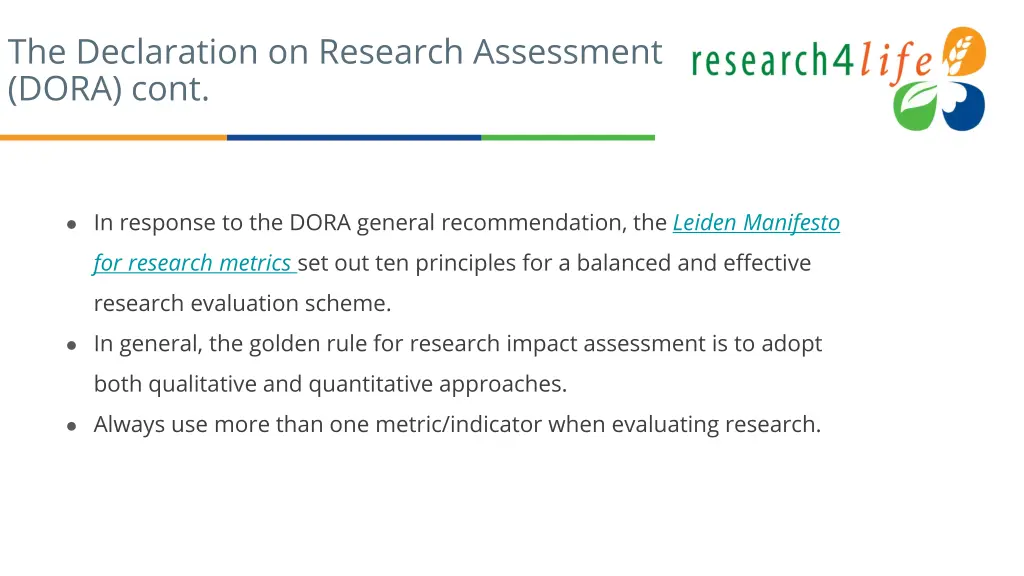 the declaration on research assessment dora cont