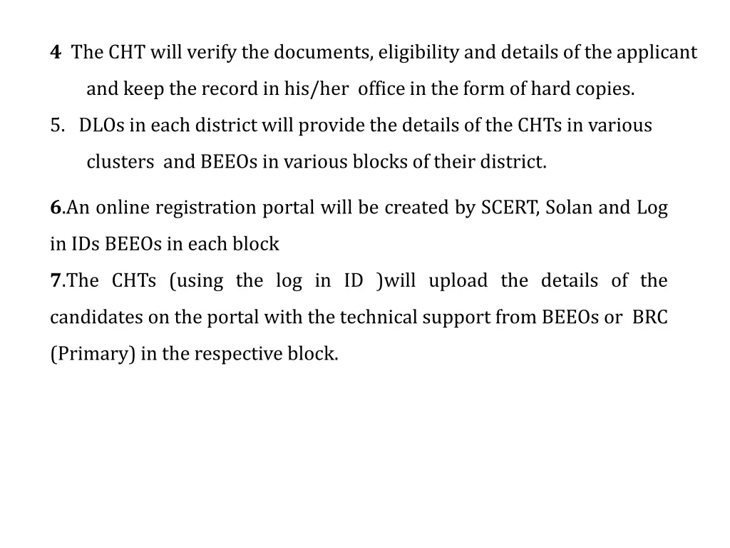 4 the cht will verify the documents eligibility