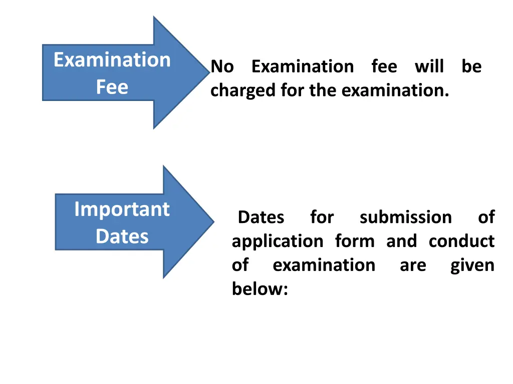 examination fee