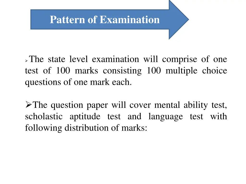 pattern of examination