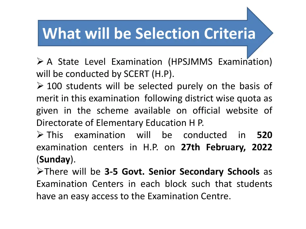 what will be selection criteria