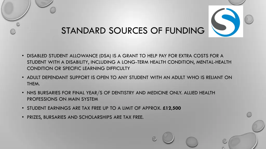 standard sources of funding