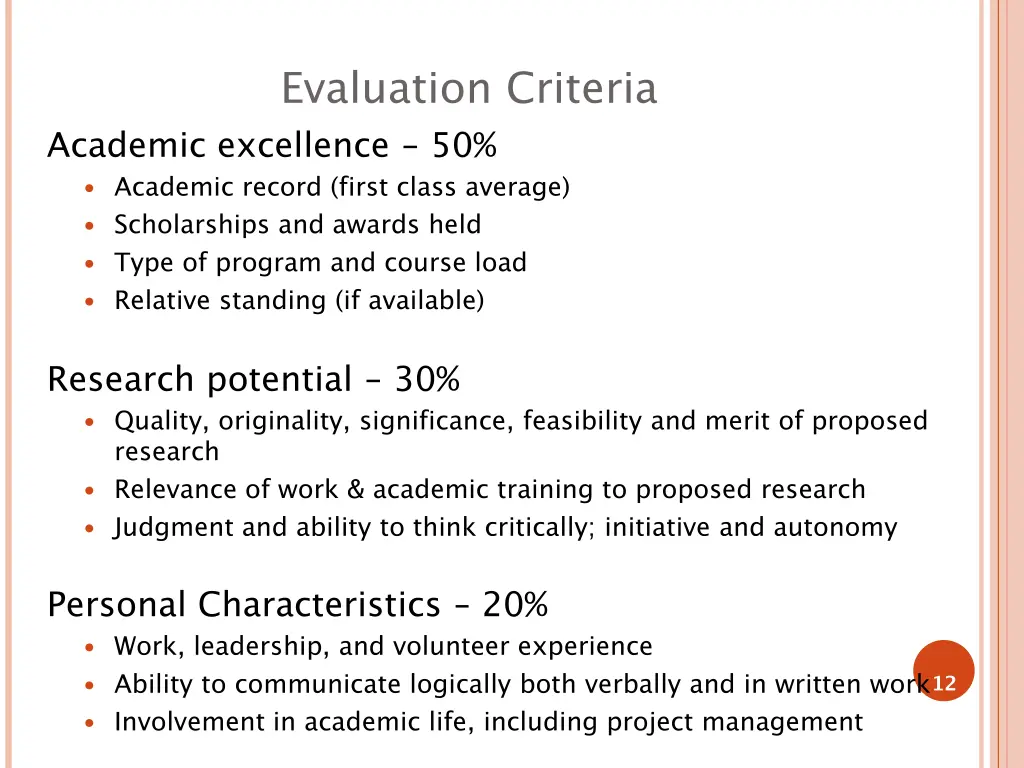 evaluation criteria