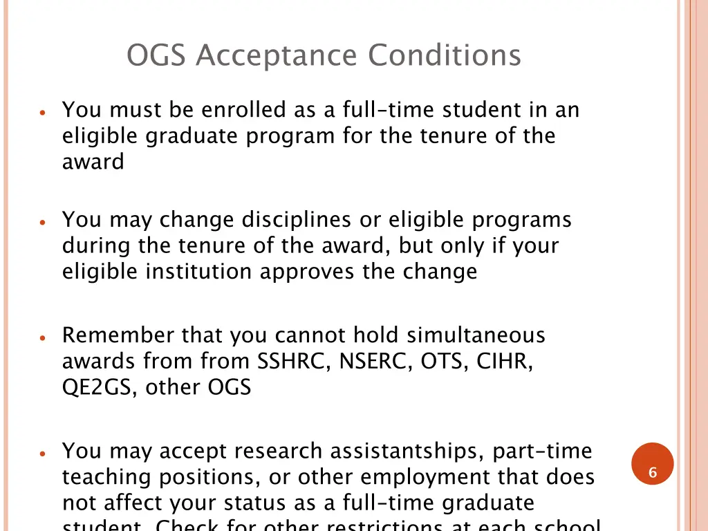 ogs acceptance conditions