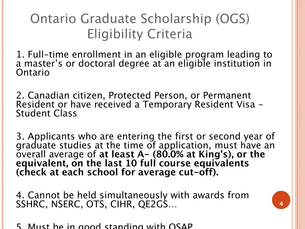 ontario graduate scholarship ogs eligibility