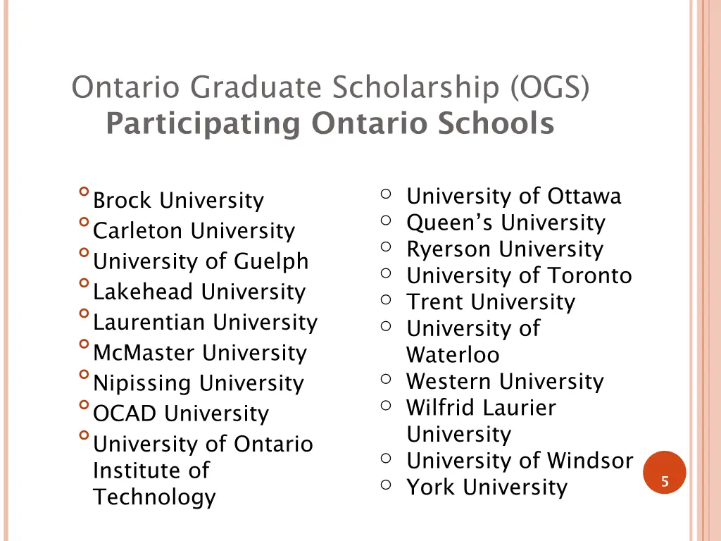 ontario graduate scholarship ogs participating