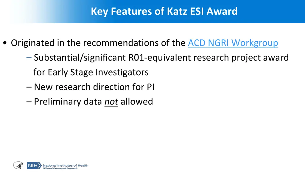 key features of katz esi award