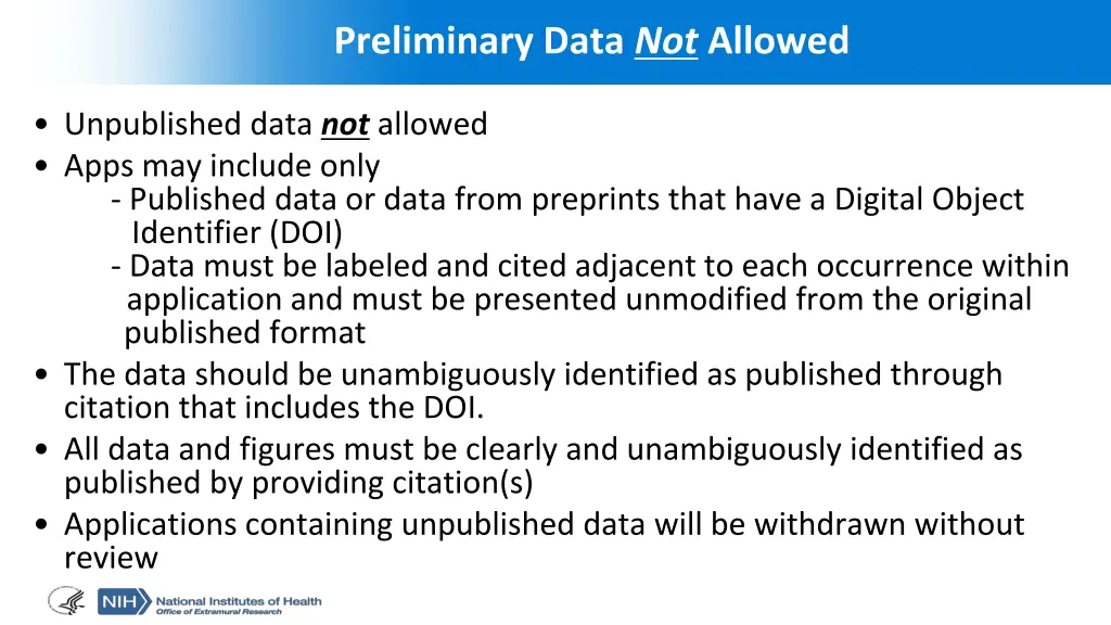 preliminary data not allowed