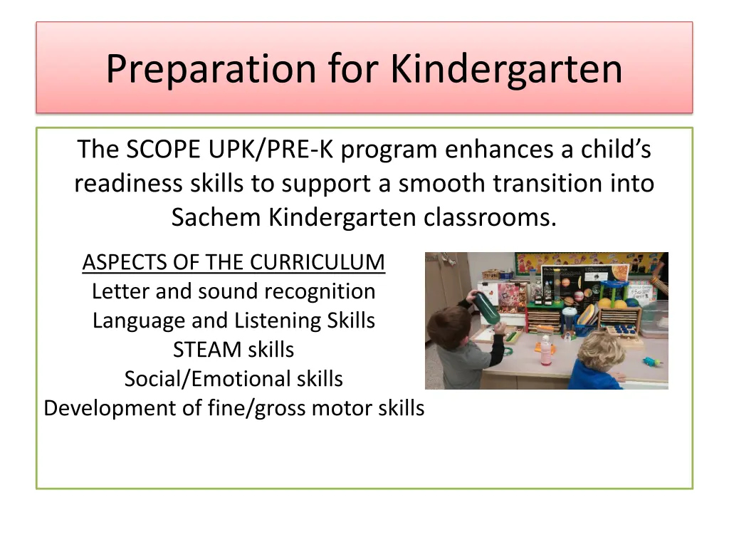 preparation for kindergarten