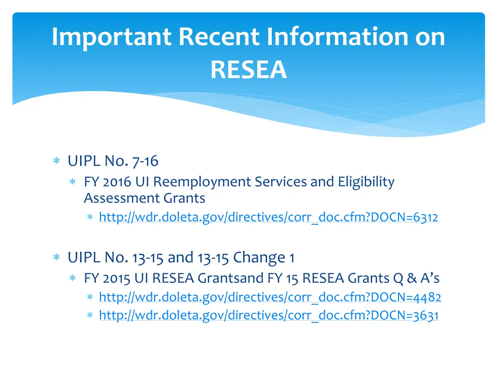 important recent information on resea