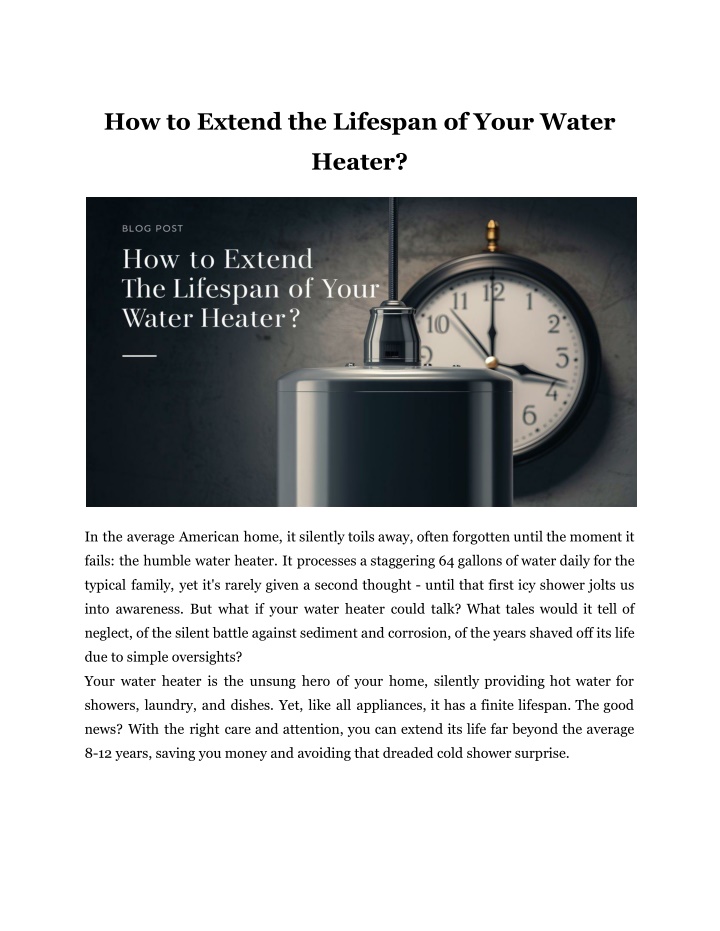 how to extend the lifespan of your water